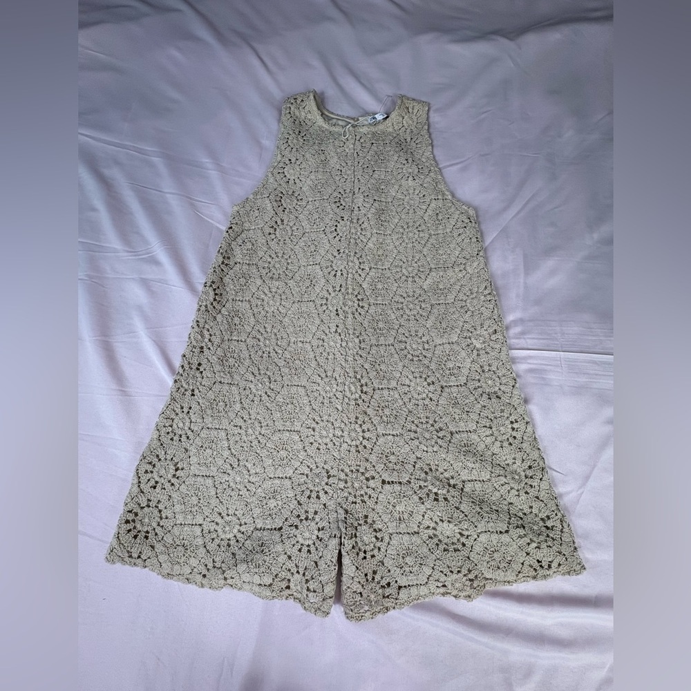 Zara Beige Textured Lace Blouse - Picture 2 of 9